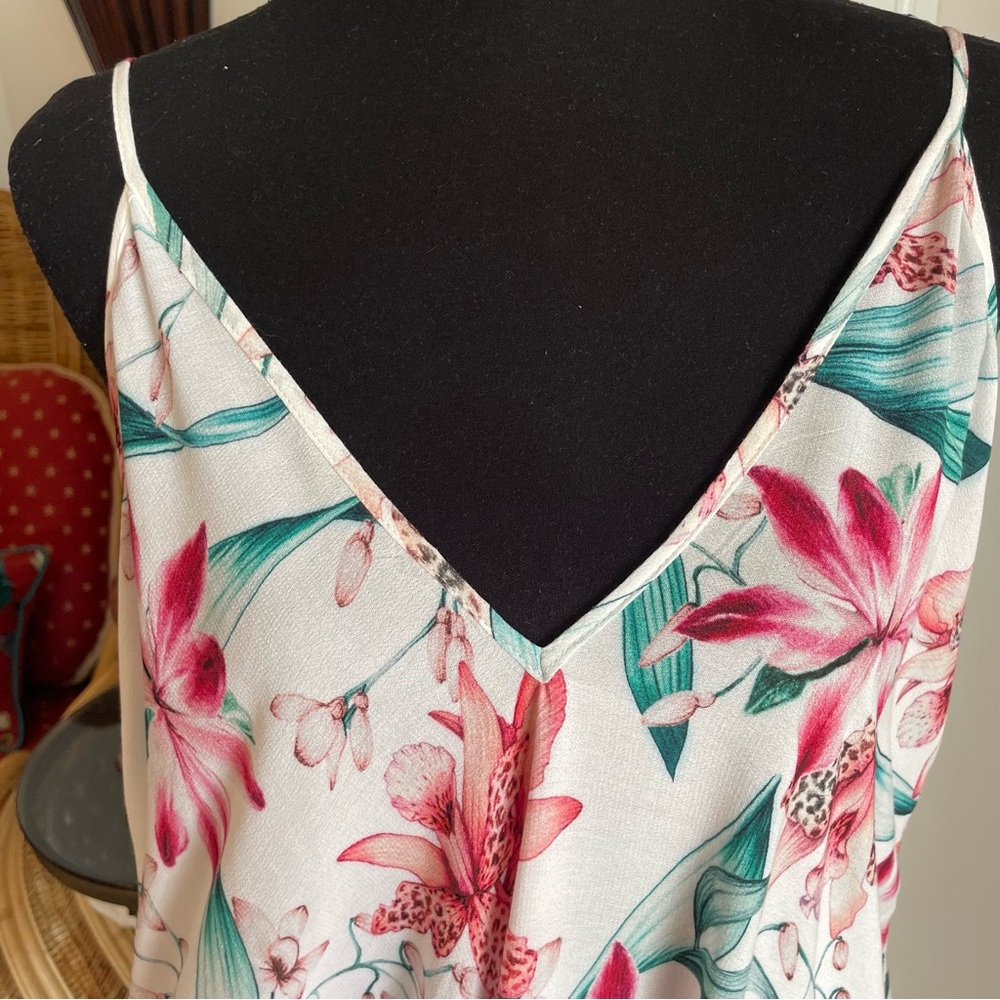 LA BLANCA Floral Flyaway Orchid Sundress! New! Pink and Green Woven Print. Med - Picture 5 of 12